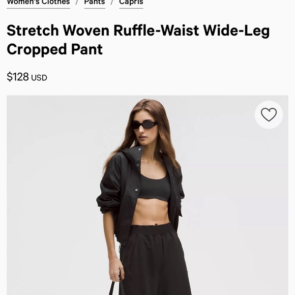 Lululemon Ruffle Waist Wide Leg Cropped Pant - Picture 1 of 3